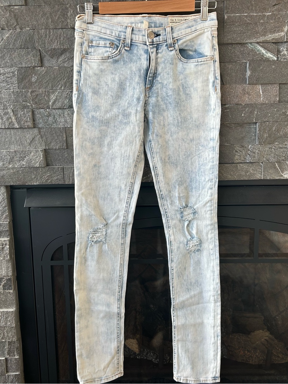 Rag & Bone Light Wash Distressed Skinny Jeans